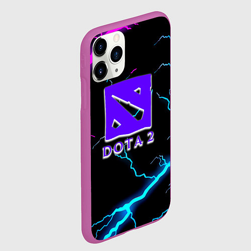 Чехол iPhone 11 Pro матовый Dota неоновый шторм / 3D-Фиолетовый – фото 2