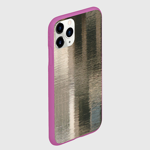 Чехол iPhone 11 Pro матовый Размытые серо-бежевые полосы / 3D-Фиолетовый – фото 2