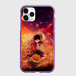 Чехол iPhone 11 Pro матовый Fire Luffy - One Piece, цвет: 3D-фиолетовый