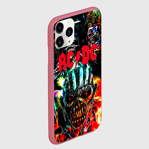 Чехол iPhone 11 Pro матовый ACDC рок монстры / 3D-Малиновый – фото 2