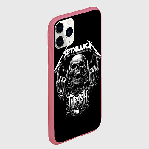 Чехол iPhone 11 Pro матовый Thrash metal - Metallica group / 3D-Малиновый – фото 2