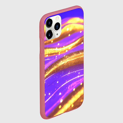 Чехол iPhone 11 Pro матовый Блестящая волнистая текстура / 3D-Малиновый – фото 2