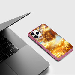 Чехол iPhone 11 Pro матовый Блестящая золотая текстура, цвет: 3D-малиновый — фото 2