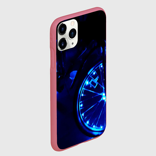 Чехол iPhone 11 Pro матовый Синяя подсветка колёс / 3D-Малиновый – фото 2
