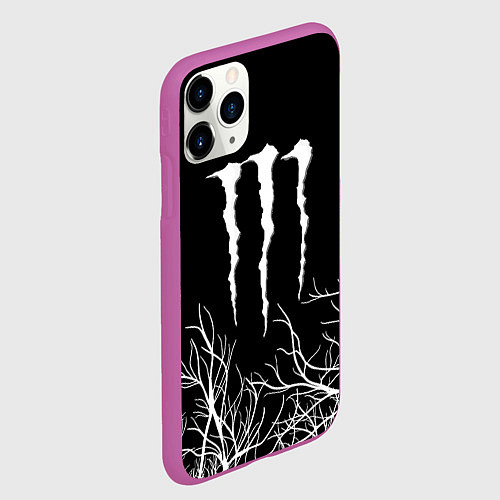 Чехол iPhone 11 Pro матовый Monster energy лес / 3D-Фиолетовый – фото 2