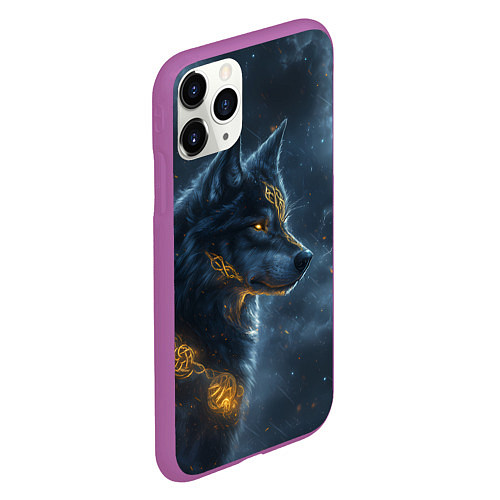 Чехол iPhone 11 Pro матовый Волк фэнтези стиль / 3D-Фиолетовый – фото 2