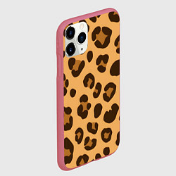Чехол iPhone 11 Pro матовый Коричневые пятна леопарда, цвет: 3D-малиновый — фото 2