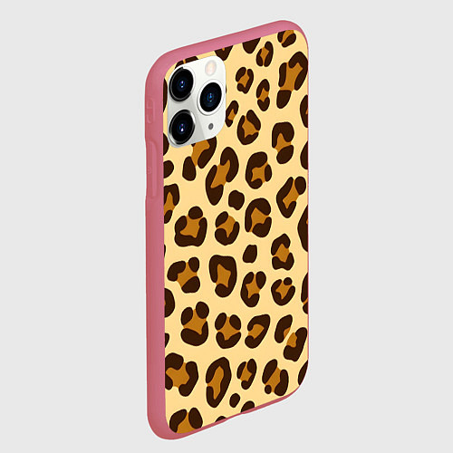 Чехол iPhone 11 Pro матовый Паттерн с пятнами леопарда / 3D-Малиновый – фото 2