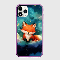 Чехол iPhone 11 Pro матовый Лисенок на облаках, цвет: 3D-фиолетовый