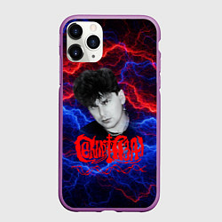 Чехол iPhone 11 Pro матовый Сектор газа - красно-синие молнии, цвет: 3D-фиолетовый