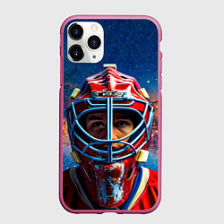 Чехол iPhone 11 Pro матовый Голкипер в космосе, цвет: 3D-малиновый