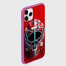 Чехол iPhone 11 Pro матовый Маска голкипера на красном, цвет: 3D-фиолетовый — фото 2
