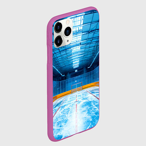 Чехол iPhone 11 Pro матовый Хоккейная коробка / 3D-Фиолетовый – фото 2