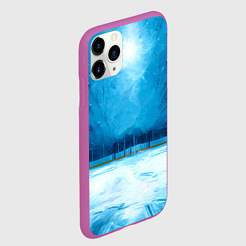 Чехол iPhone 11 Pro матовый Хоккейная площадка / 3D-Фиолетовый – фото 2