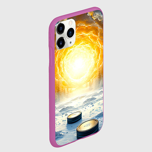 Чехол iPhone 11 Pro матовый Шайбы в лесу / 3D-Фиолетовый – фото 2