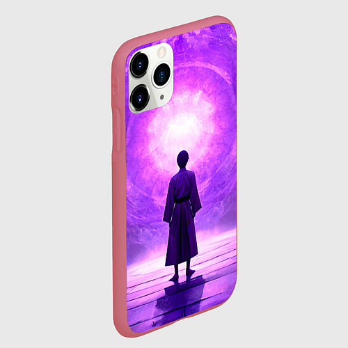 Чехол iPhone 11 Pro матовый Айкидоист на фиолетовом / 3D-Малиновый – фото 2
