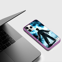 Чехол iPhone 11 Pro матовый Айкидоист в дыму, цвет: 3D-фиолетовый — фото 2