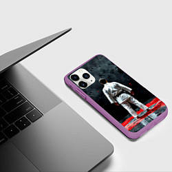 Чехол iPhone 11 Pro матовый Айкидоист на черном, цвет: 3D-фиолетовый — фото 2