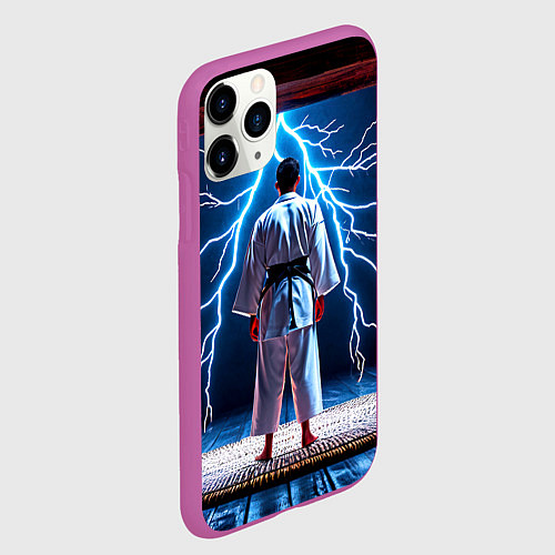 Чехол iPhone 11 Pro матовый Айкидоист и молния / 3D-Фиолетовый – фото 2