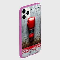 Чехол iPhone 11 Pro матовый Кикбоксеркие перчатки на сером, цвет: 3D-фиолетовый — фото 2