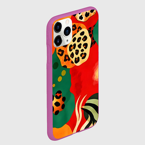 Чехол iPhone 11 Pro матовый Анималистичный африканский паттерн / 3D-Фиолетовый – фото 2