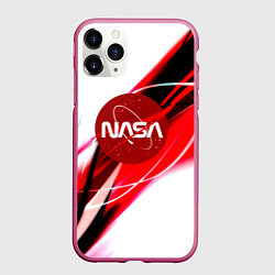 Чехол iPhone 11 Pro матовый Nasa абстрактные полосы, цвет: 3D-малиновый