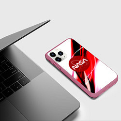 Чехол iPhone 11 Pro матовый Nasa абстрактные полосы, цвет: 3D-малиновый — фото 2