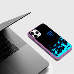 Чехол iPhone 11 Pro матовый Monster energy голубые краски, цвет: 3D-фиолетовый — фото 2
