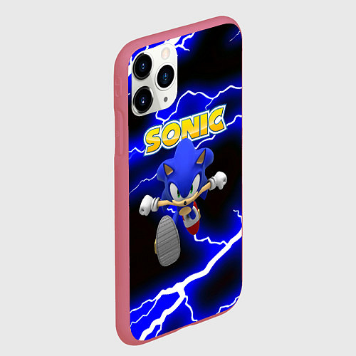 Чехол iPhone 11 Pro матовый Sonic storm electro / 3D-Малиновый – фото 2
