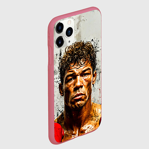 Чехол iPhone 11 Pro матовый Артуро Гатти на сером / 3D-Малиновый – фото 2