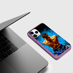 Чехол iPhone 11 Pro матовый Тайский боксер на синем, цвет: 3D-фиолетовый — фото 2