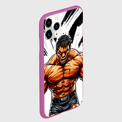 Чехол iPhone 11 Pro матовый Мощный реслер, цвет: 3D-фиолетовый — фото 2