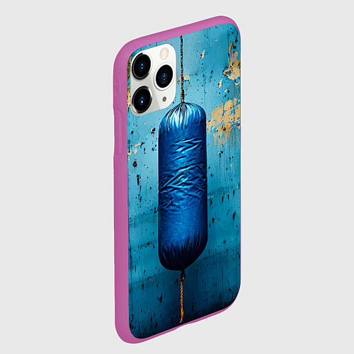 Чехол iPhone 11 Pro матовый Синяя боксерская груша / 3D-Фиолетовый – фото 2
