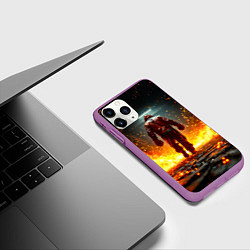 Чехол iPhone 11 Pro матовый Боксер в огне, цвет: 3D-фиолетовый — фото 2