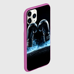 Чехол iPhone 11 Pro матовый Черные бойцовские перчатки в дыму, цвет: 3D-фиолетовый — фото 2