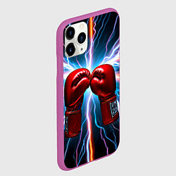 Чехол iPhone 11 Pro матовый Бойцовские перчатки и молнии, цвет: 3D-фиолетовый — фото 2