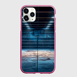 Чехол iPhone 11 Pro матовый Бойцовский спортзал, цвет: 3D-малиновый