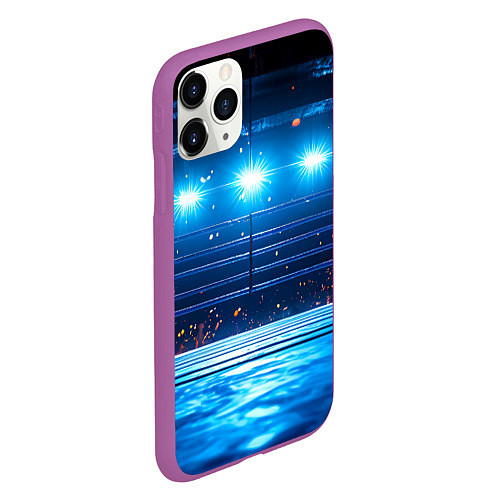Чехол iPhone 11 Pro матовый Синий ринг в огне / 3D-Фиолетовый – фото 2