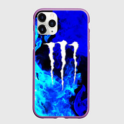 Чехол iPhone 11 Pro матовый Monster energy синий дым, цвет: 3D-фиолетовый