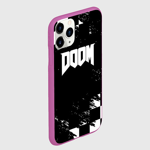 Чехол iPhone 11 Pro матовый Doom краски клетка / 3D-Фиолетовый – фото 2