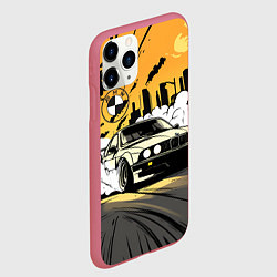 Чехол iPhone 11 Pro матовый Дрифт БМВ в стиле комикса, цвет: 3D-малиновый — фото 2