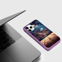 Чехол iPhone 11 Pro матовый Космический ринг, цвет: 3D-фиолетовый — фото 2