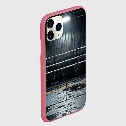 Чехол iPhone 11 Pro матовый Черный ринг / 3D-Малиновый – фото 2