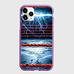 Чехол iPhone 11 Pro матовый Ринг и молния, цвет: 3D-фиолетовый