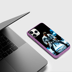 Чехол iPhone 11 Pro матовый Боец джиу-джитсу в дыму, цвет: 3D-фиолетовый — фото 2