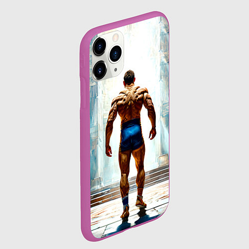 Чехол iPhone 11 Pro матовый Греко-римский борец / 3D-Фиолетовый – фото 2