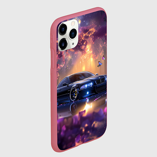 Чехол iPhone 11 Pro матовый БМВ Японская природа / 3D-Малиновый – фото 2