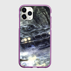 Чехол iPhone 11 Pro матовый БМВ брызги из под колес, цвет: 3D-фиолетовый
