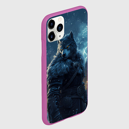Чехол iPhone 11 Pro матовый Волк в доспехах / 3D-Фиолетовый – фото 2