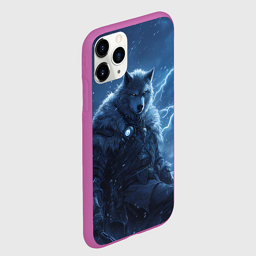 Чехол iPhone 11 Pro матовый Волк повелитель молний / 3D-Фиолетовый – фото 2